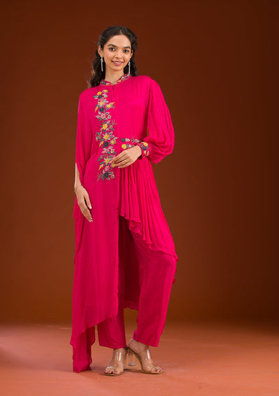 Rani Pink Cutdana Georgette Readymade Salwar Suit-Koskii