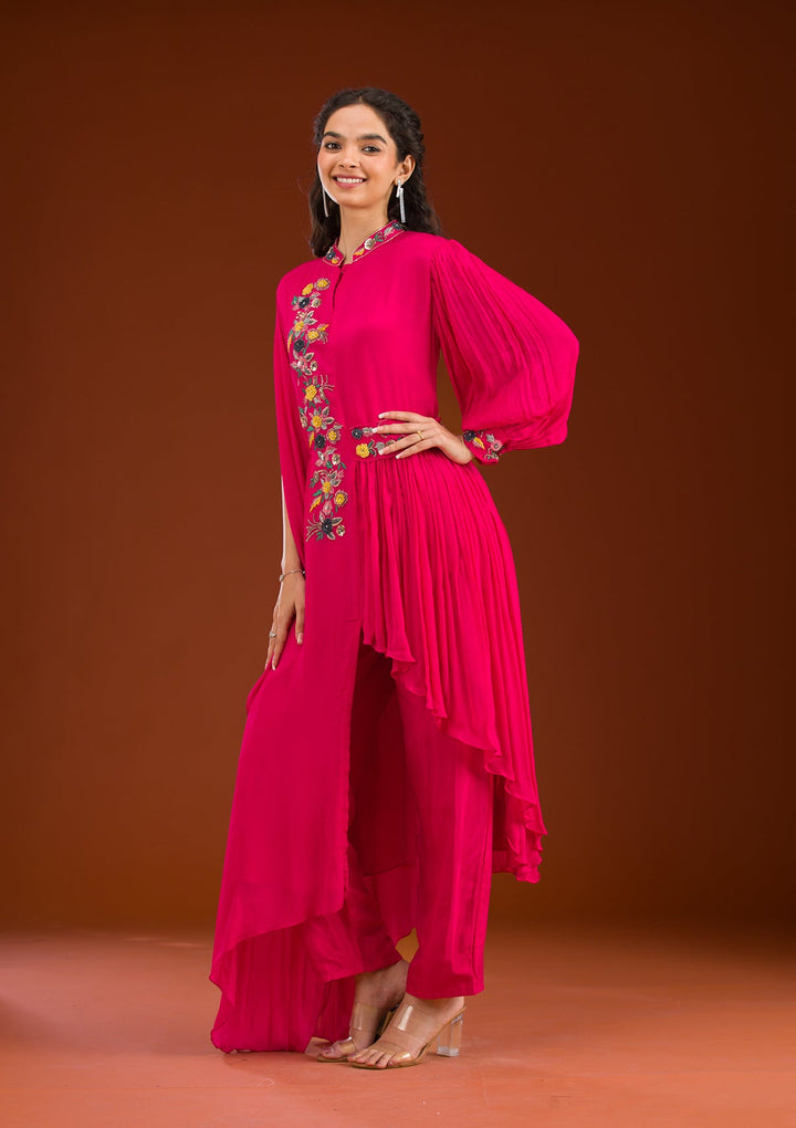 Rani Pink Cutdana Georgette Readymade Salwar Suit