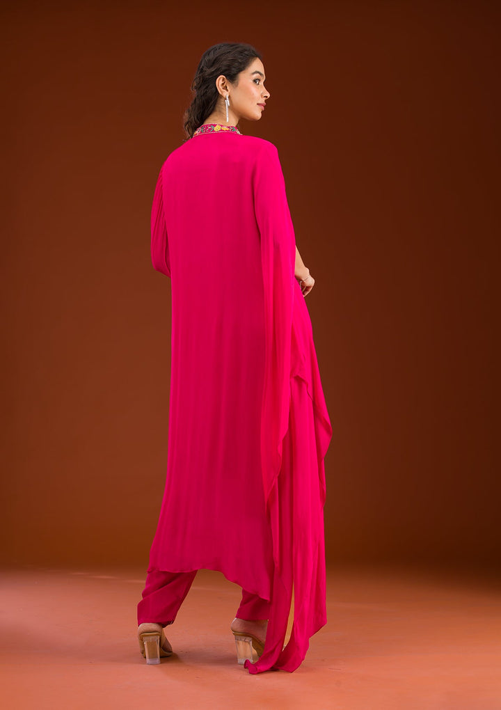 Rani Pink Cutdana Georgette Readymade Salwar Suit-Koskii