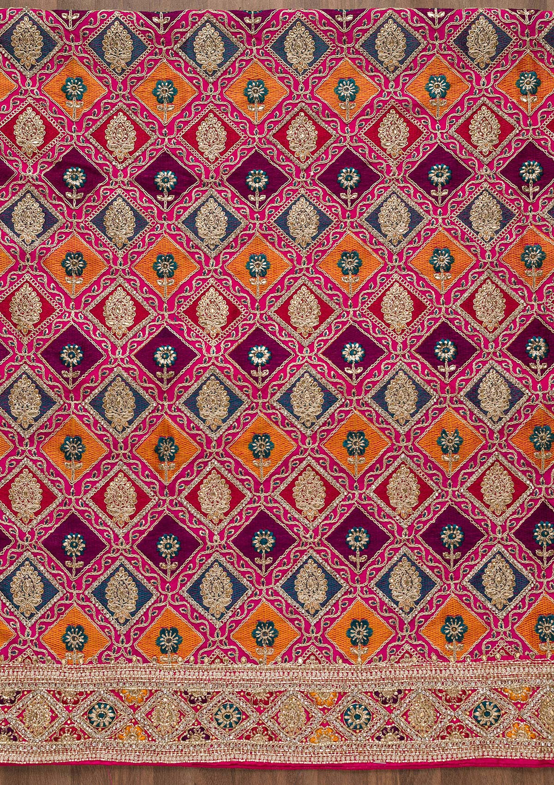 Rani Pink Cutdana Georgette Unstitched Salwar Suit-Koskii
