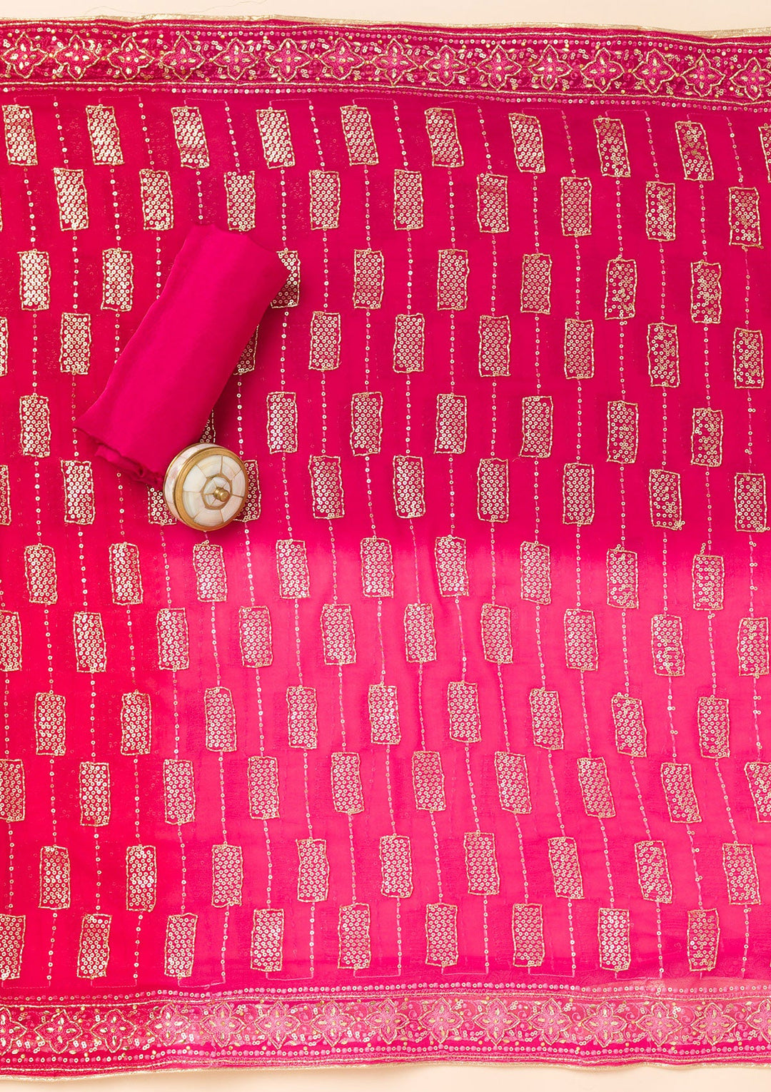 Rani Pink Cutdana Georgette Unstitched Salwar Suit-Koskii