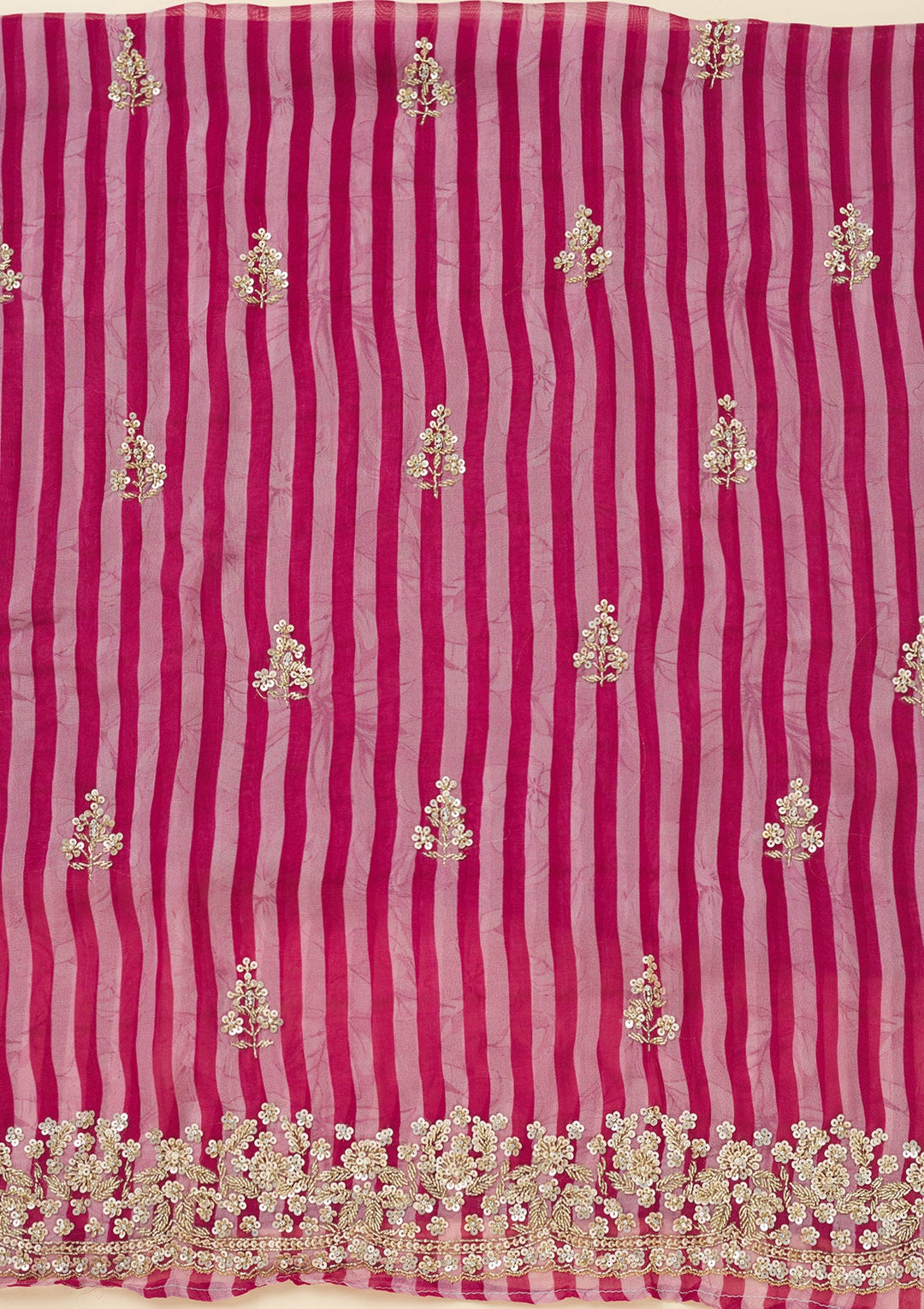 Rani Pink Cutdana Semi Crepe Unstitched Salwar Suit-Koskii