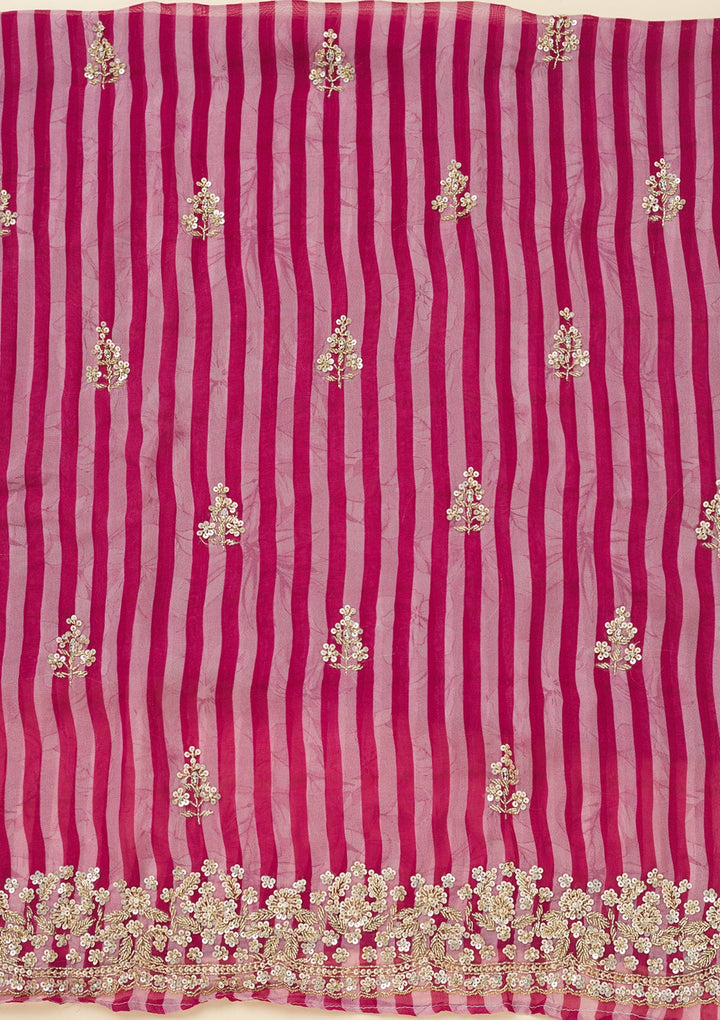 Rani Pink Cutdana Semi Crepe Unstitched Salwar Suit-Koskii