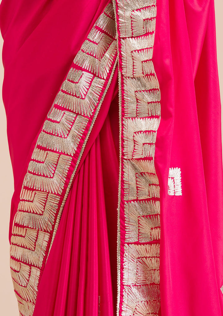 Rani Pink Gotapatti Semi Crepe Saree-Koskii
