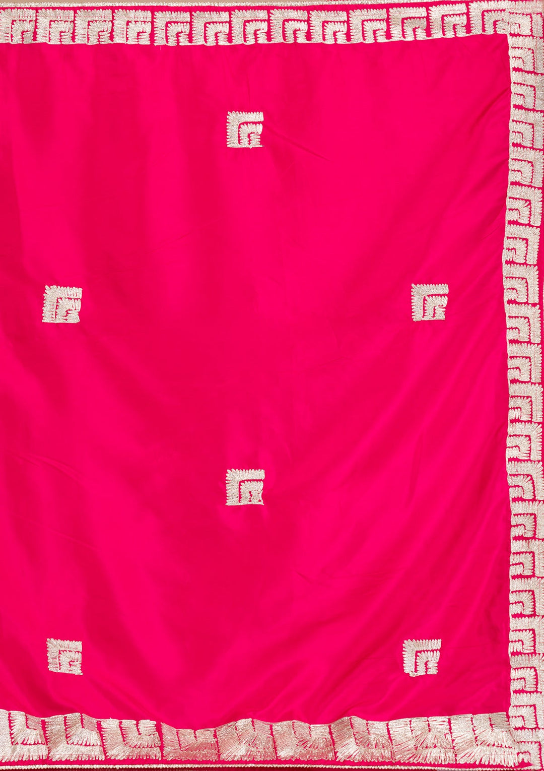 Rani Pink Gotapatti Semi Crepe Saree-Koskii