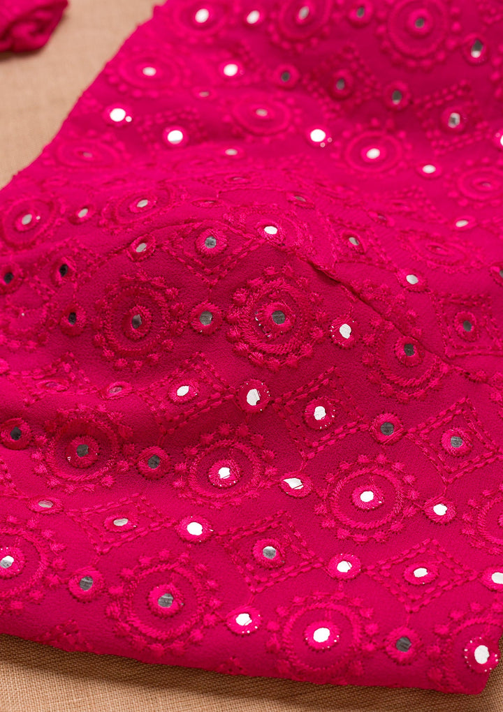 Rani Pink Mirrorwork Georgette Blouse-Koskii