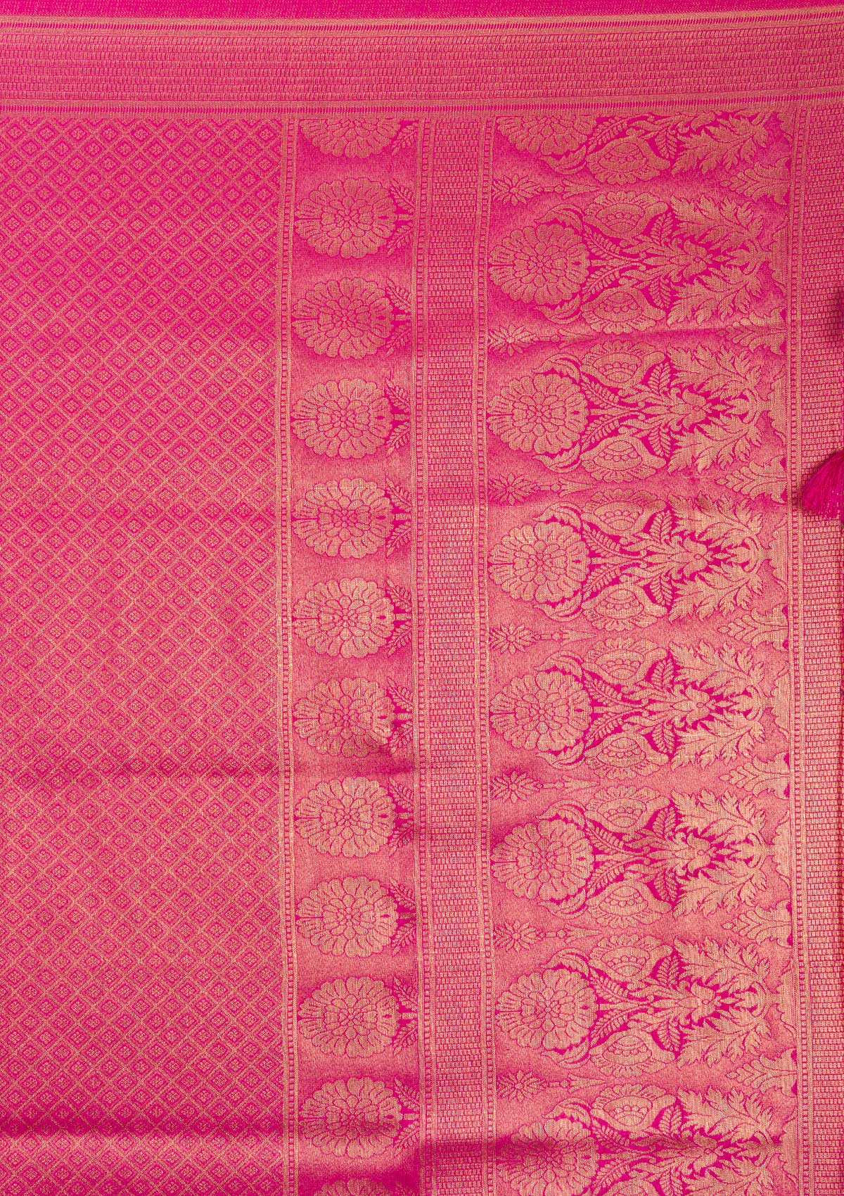 Rani Pink Plain Soft Silk Saree-Koskii