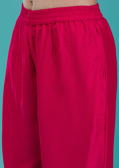 Rani Pink Printed Crepe Readymade Salwar Suit-Koskii