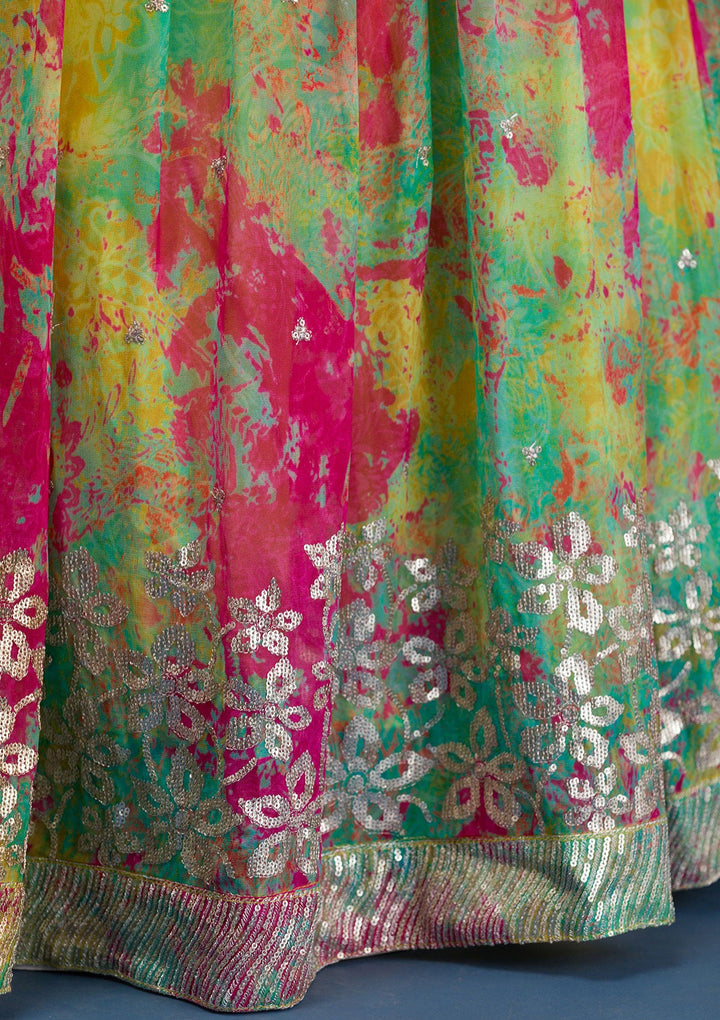 Rani Pink Printed Georgette Readymade Salwar Suit-Koskii