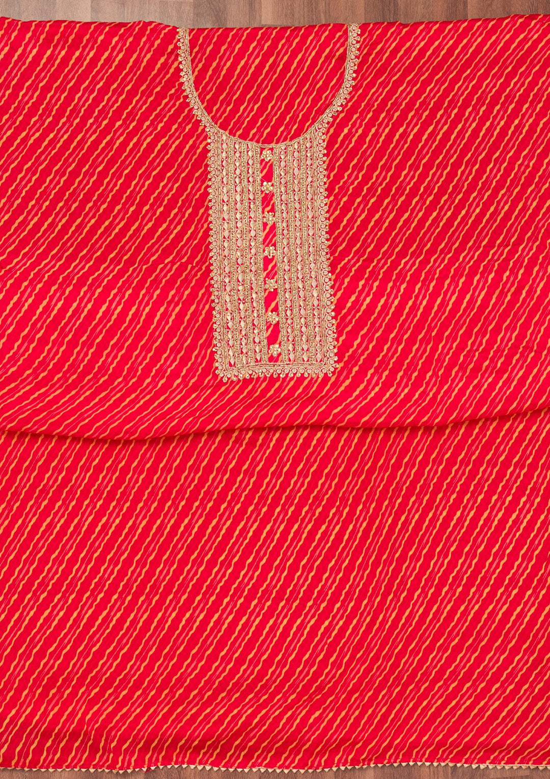 Rani Pink Printed Georgette Unstitched Salwar Suit-Koskii