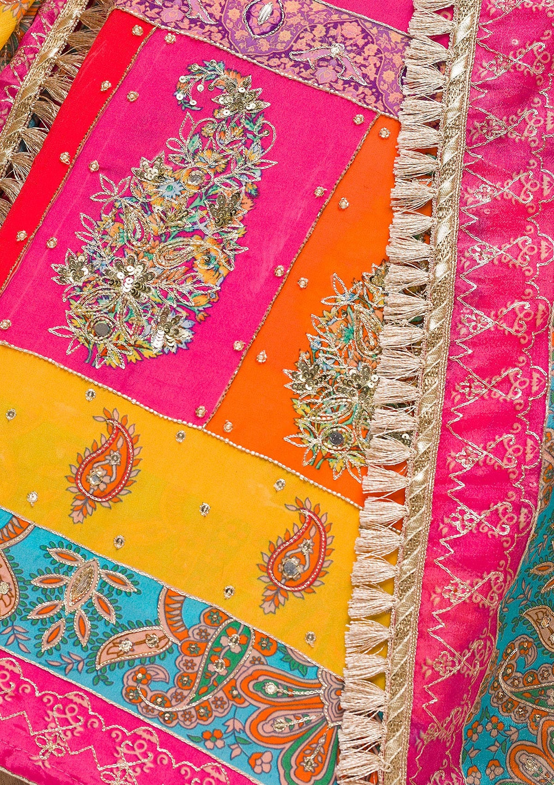 Rani Pink Printed Semi Crepe Unstitched Salwar Suit-Koskii