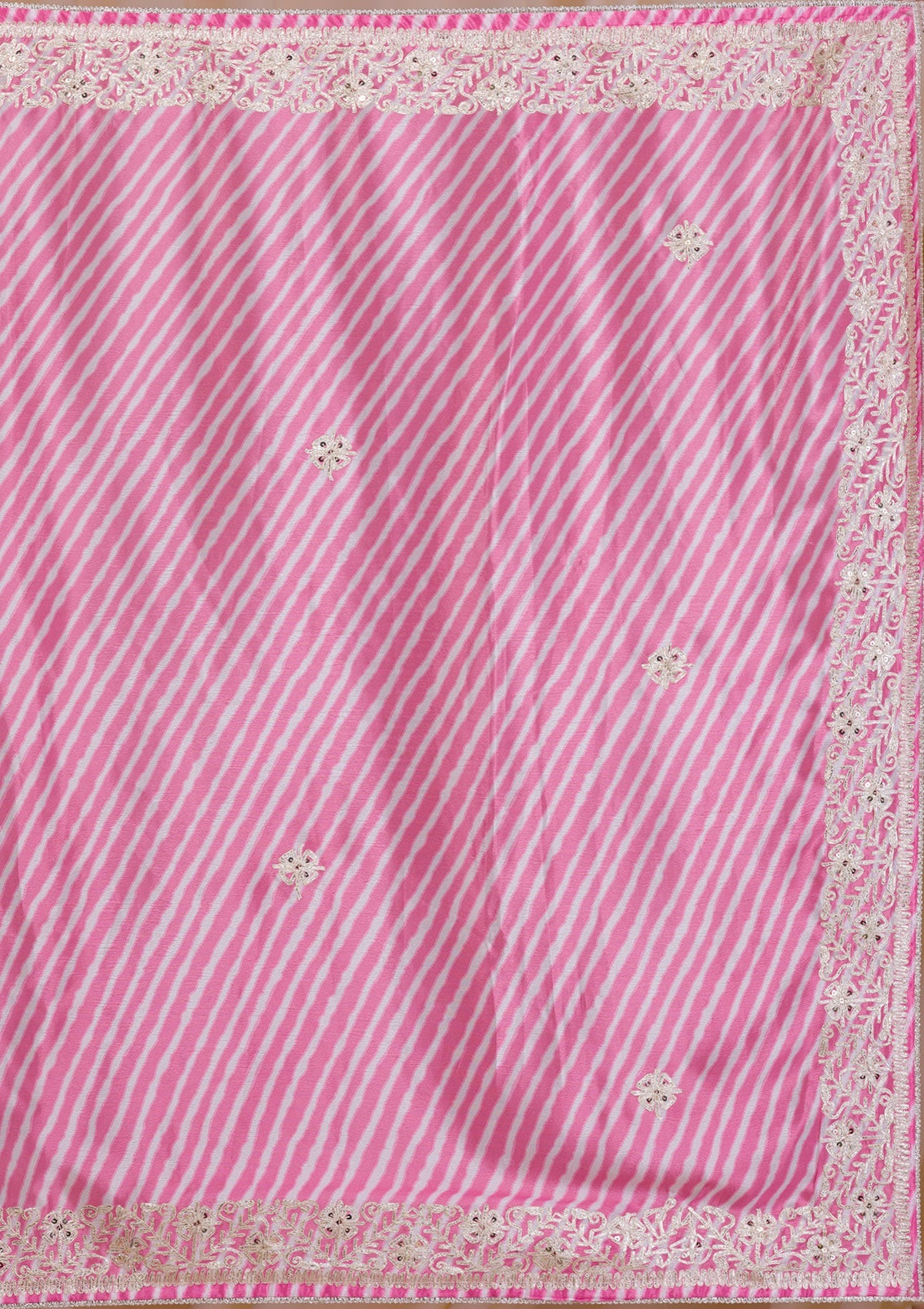 Rani Pink Printed Semi Crepe Saree-Koskii