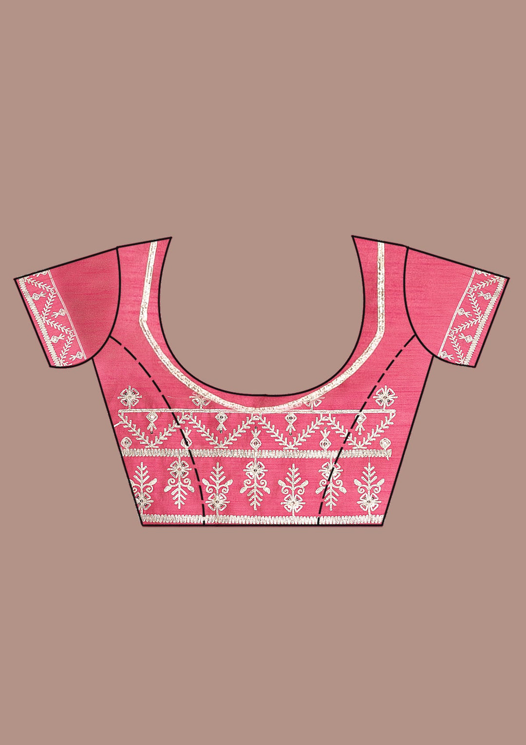 Rani Pink Printed Semi Crepe Saree-Koskii