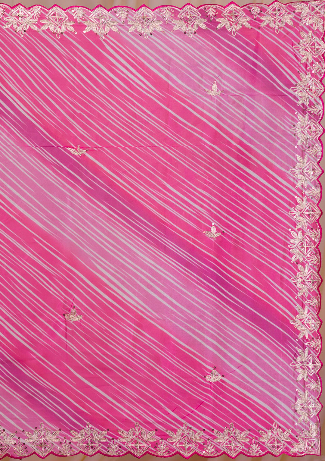 Rani Pink Printed Semi Crepe Saree-Koskii