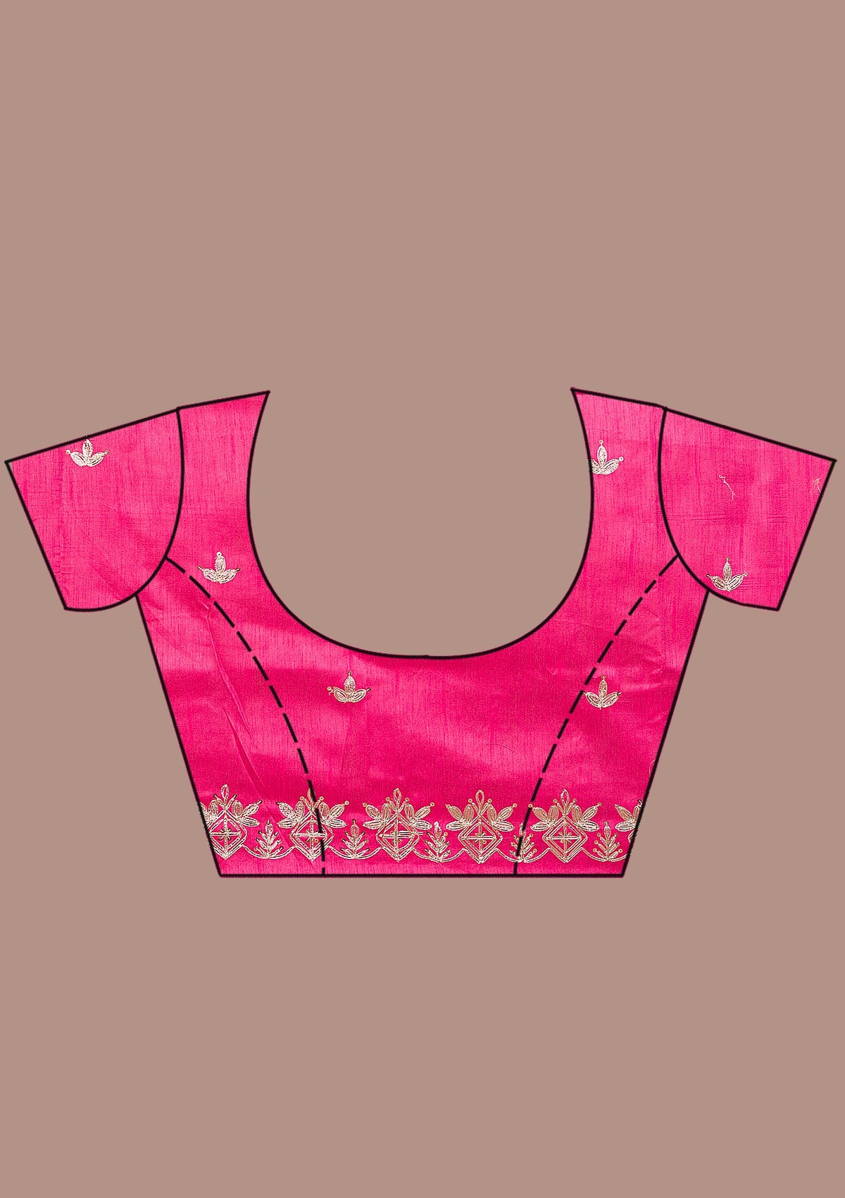 Rani Pink Printed Semi Crepe Saree-Koskii