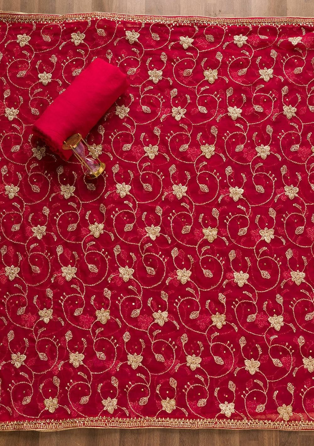 Rani Pink Sequins Georgette Unstitched Salwar Suit-Koskii