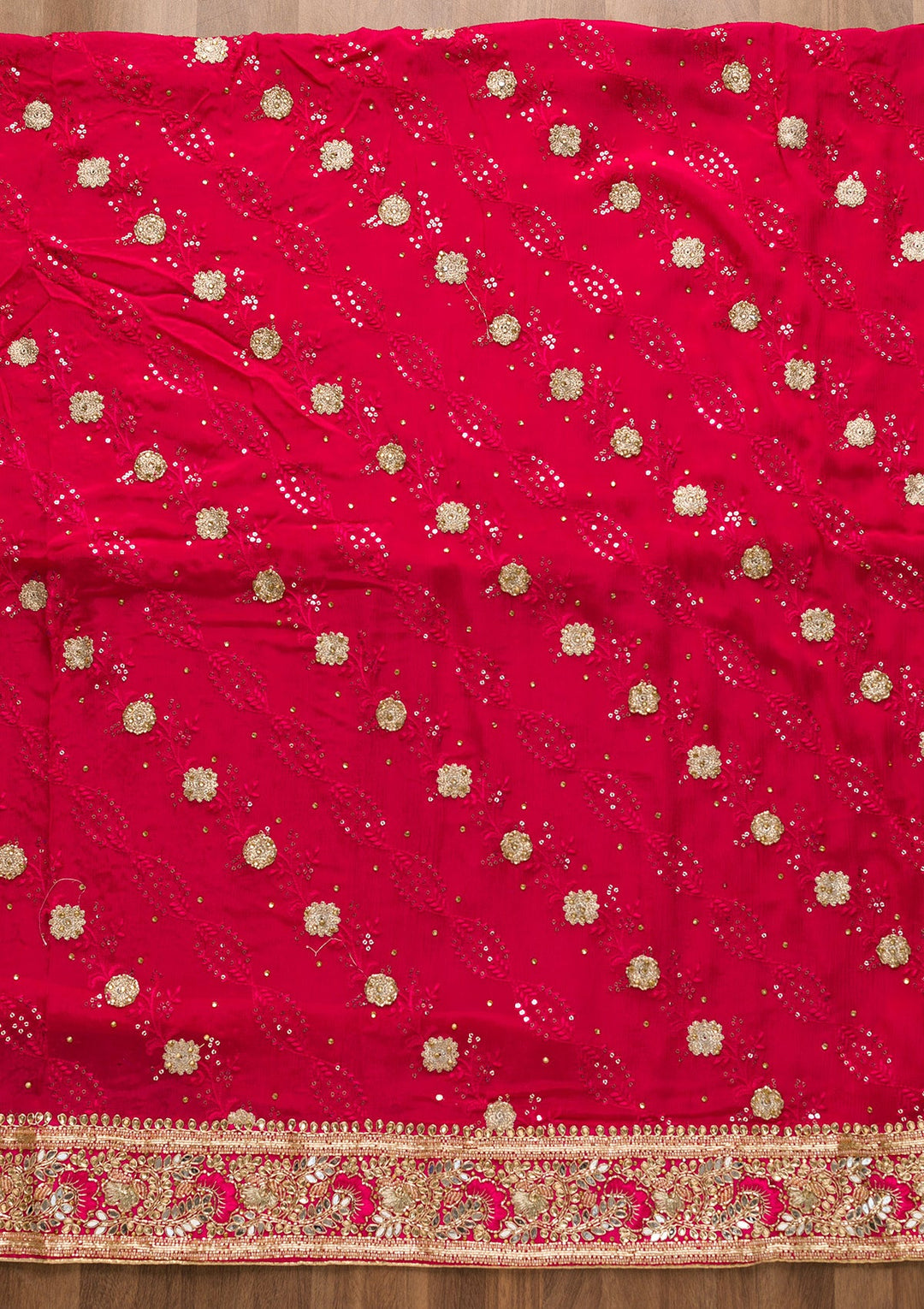 Rani Pink Sequins Georgette Unstitched Salwar Suit-Koskii
