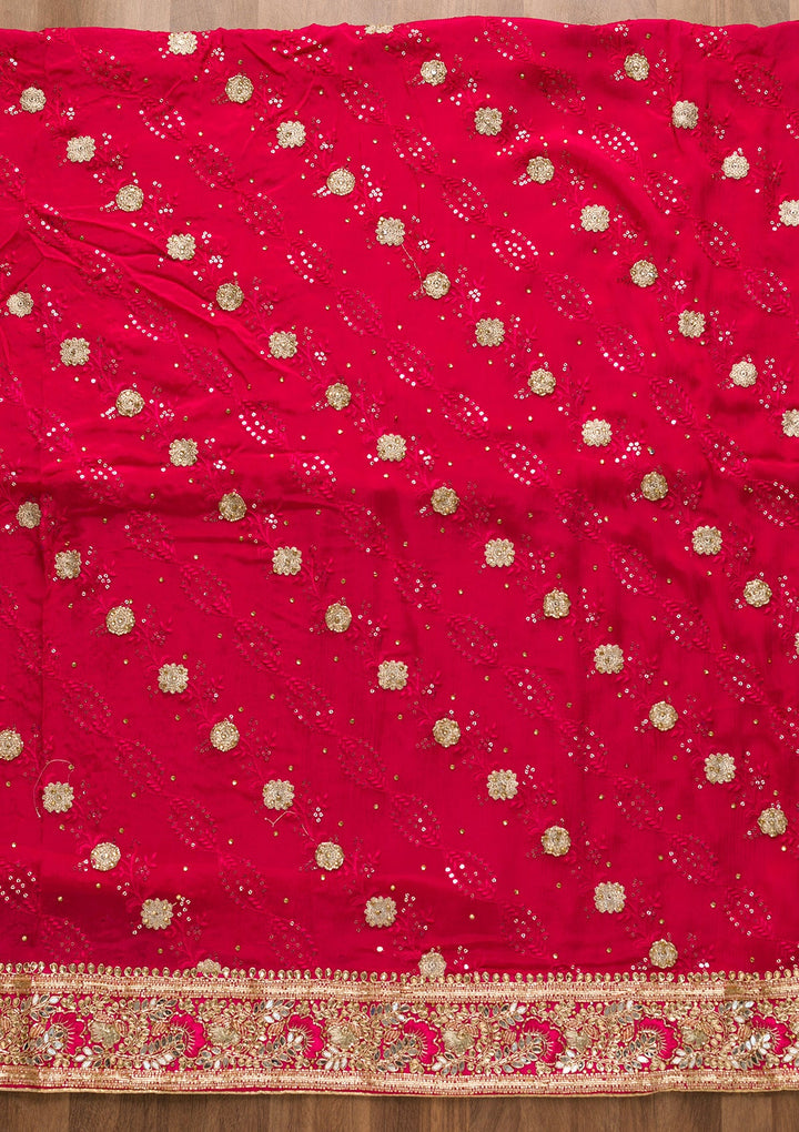 Rani Pink Sequins Georgette Unstitched Salwar Suit-Koskii