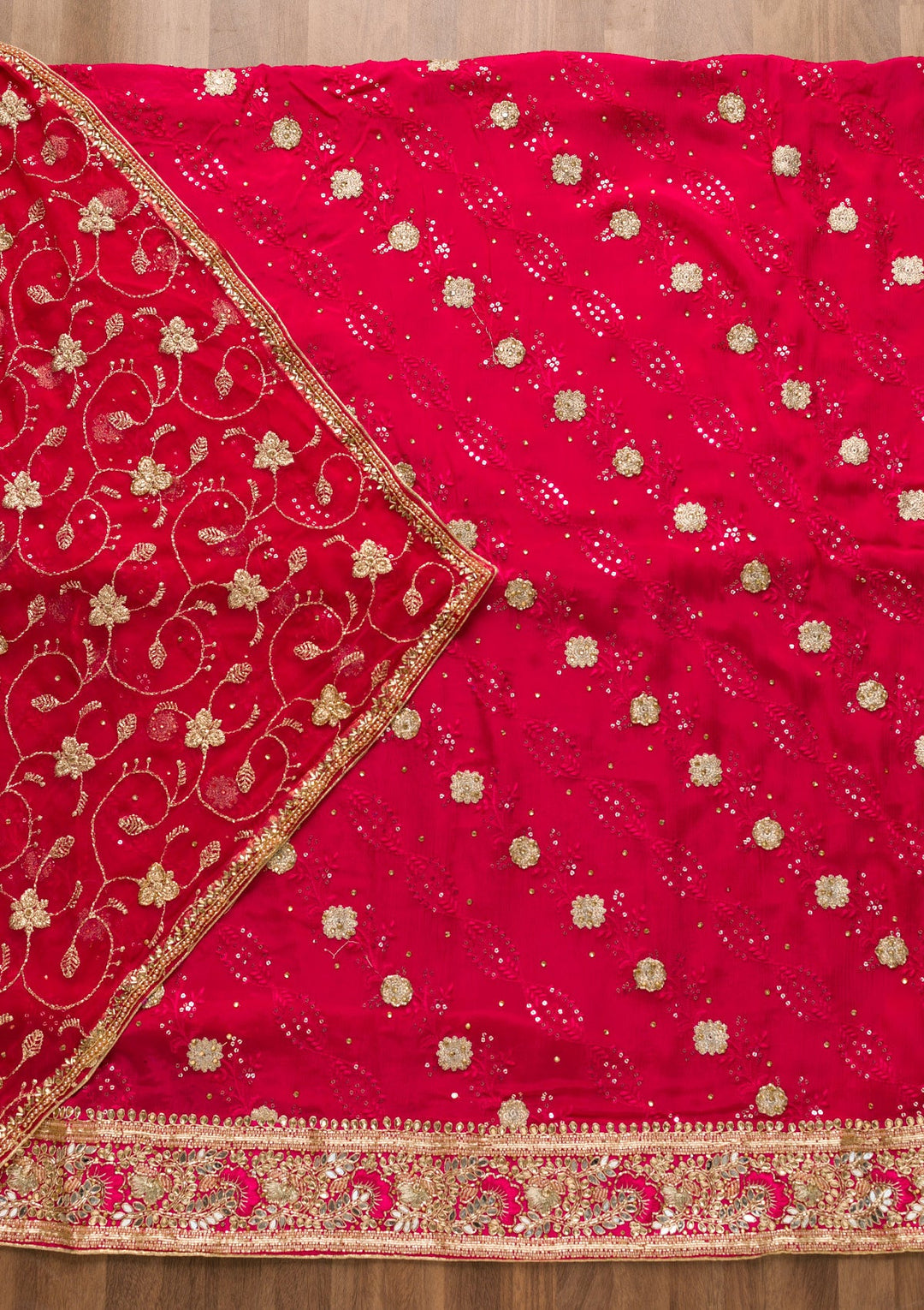 Rani Pink Sequins Georgette Unstitched Salwar Suit-Koskii
