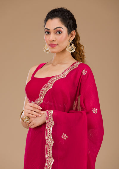 Rani Pink Sequins Tissue Saree