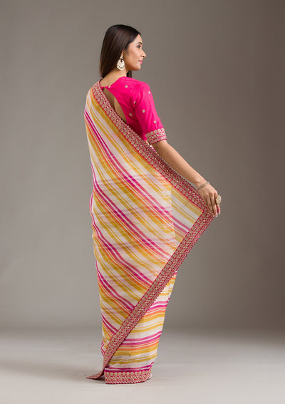 Rani Pink Sequins Tissue Saree-Koskii