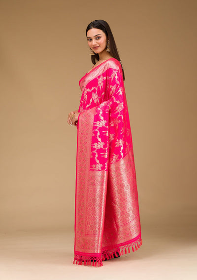 Rani Pink Stonework Art Silk Saree