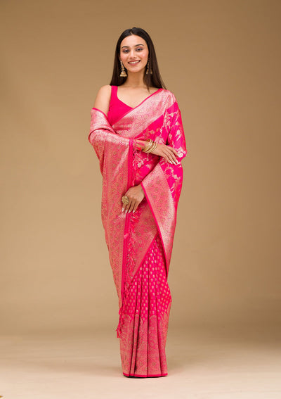 Rani Pink Stonework Art Silk Saree