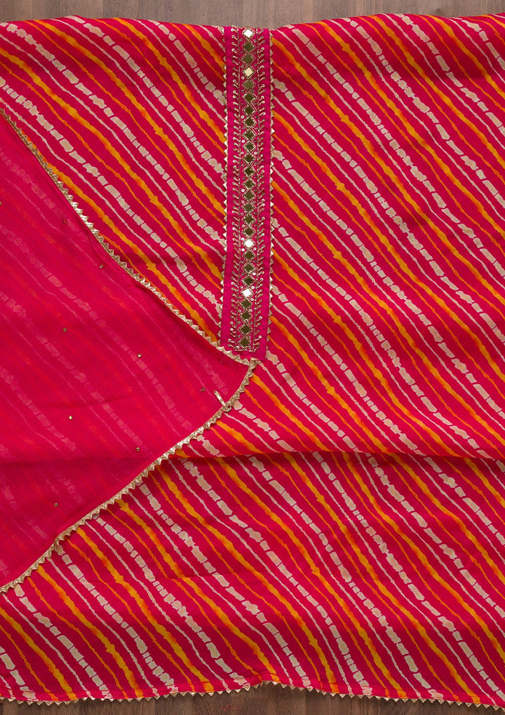 Rani Pink Stonework Bandini Unstitched Salwar Suit-Koskii