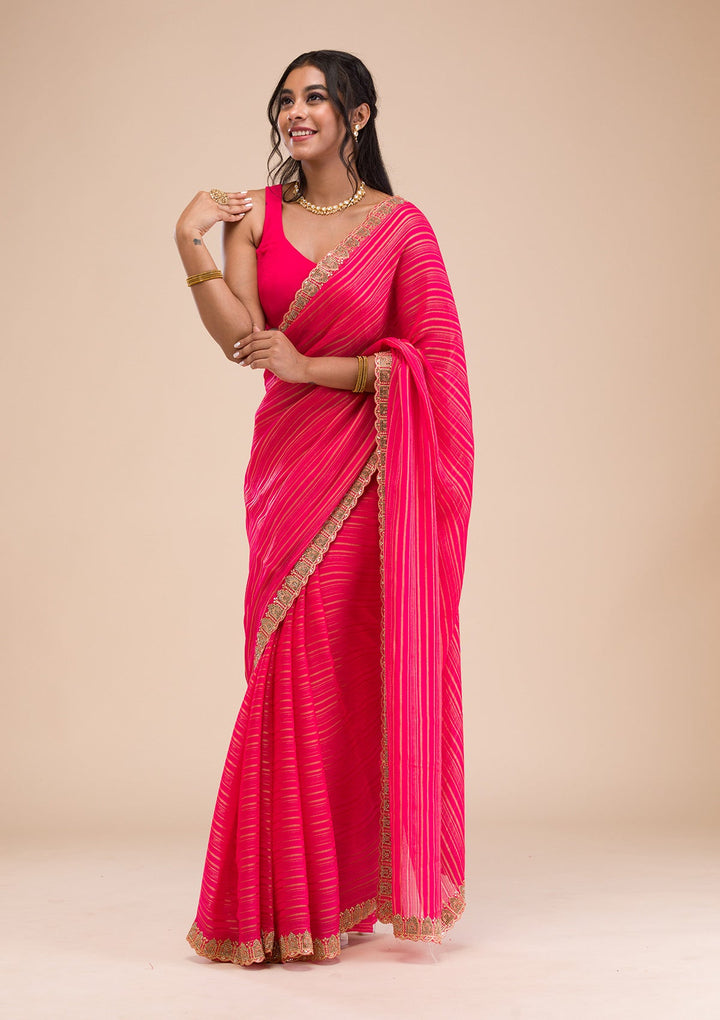 Rani Pink Stonework Georgette Saree-Koskii