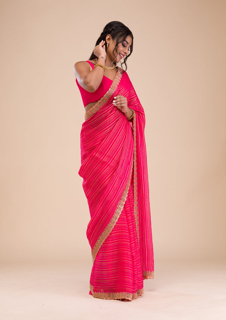 Rani Pink Stonework Georgette Saree-Koskii