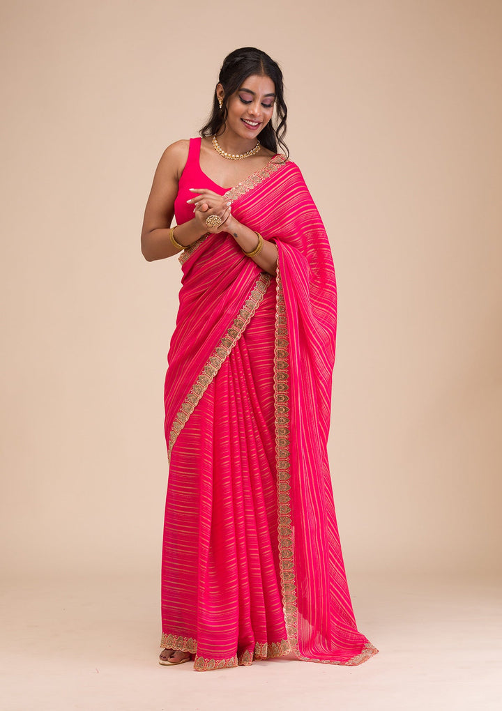 Rani Pink Stonework Georgette Saree-Koskii