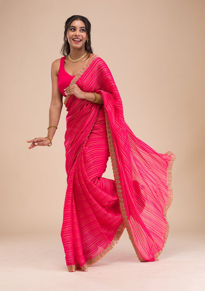 Rani Pink Stonework Georgette Saree-Koskii