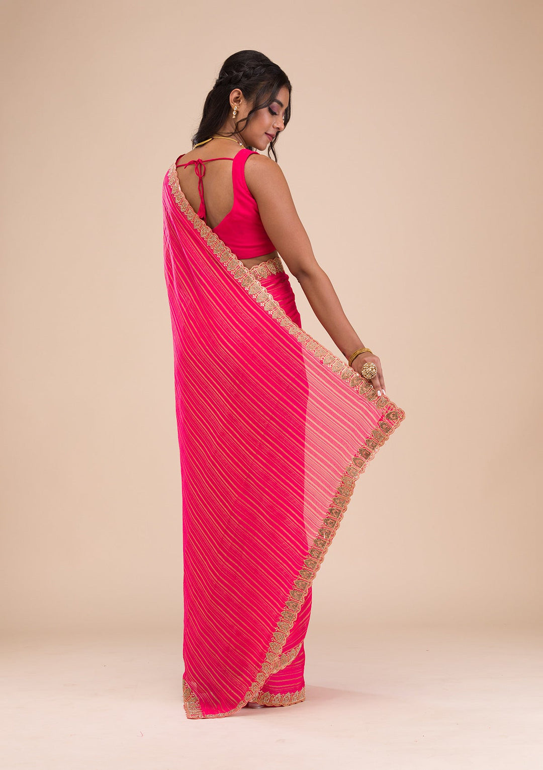 Rani Pink Stonework Georgette Saree-Koskii