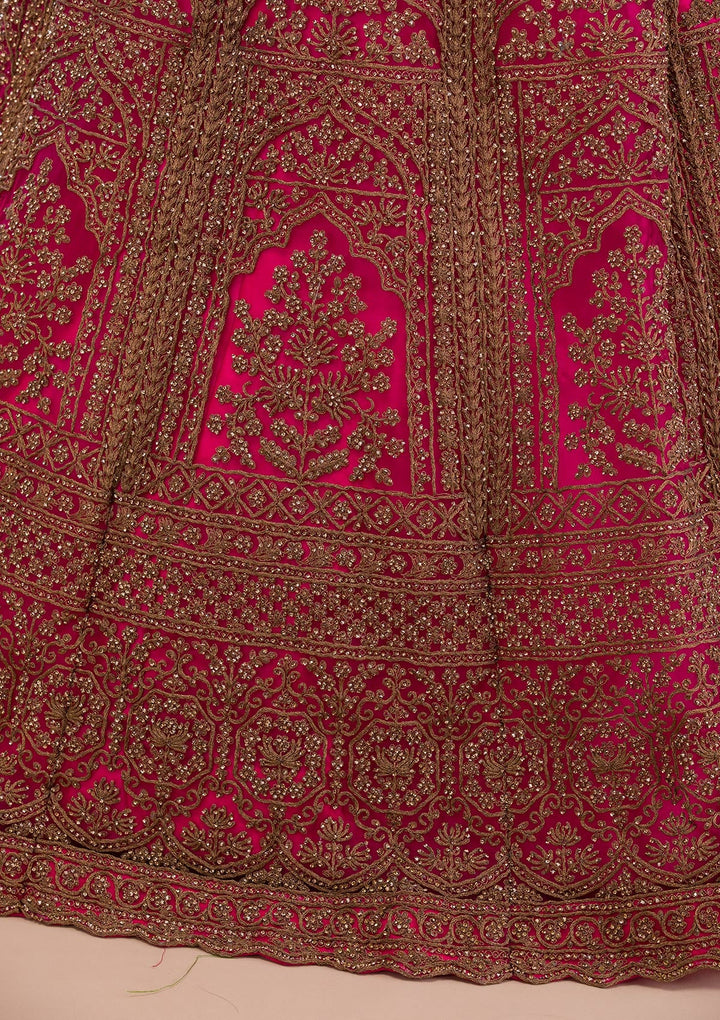 Rani Pink Stonework Net Readymade Lehenga-Koskii