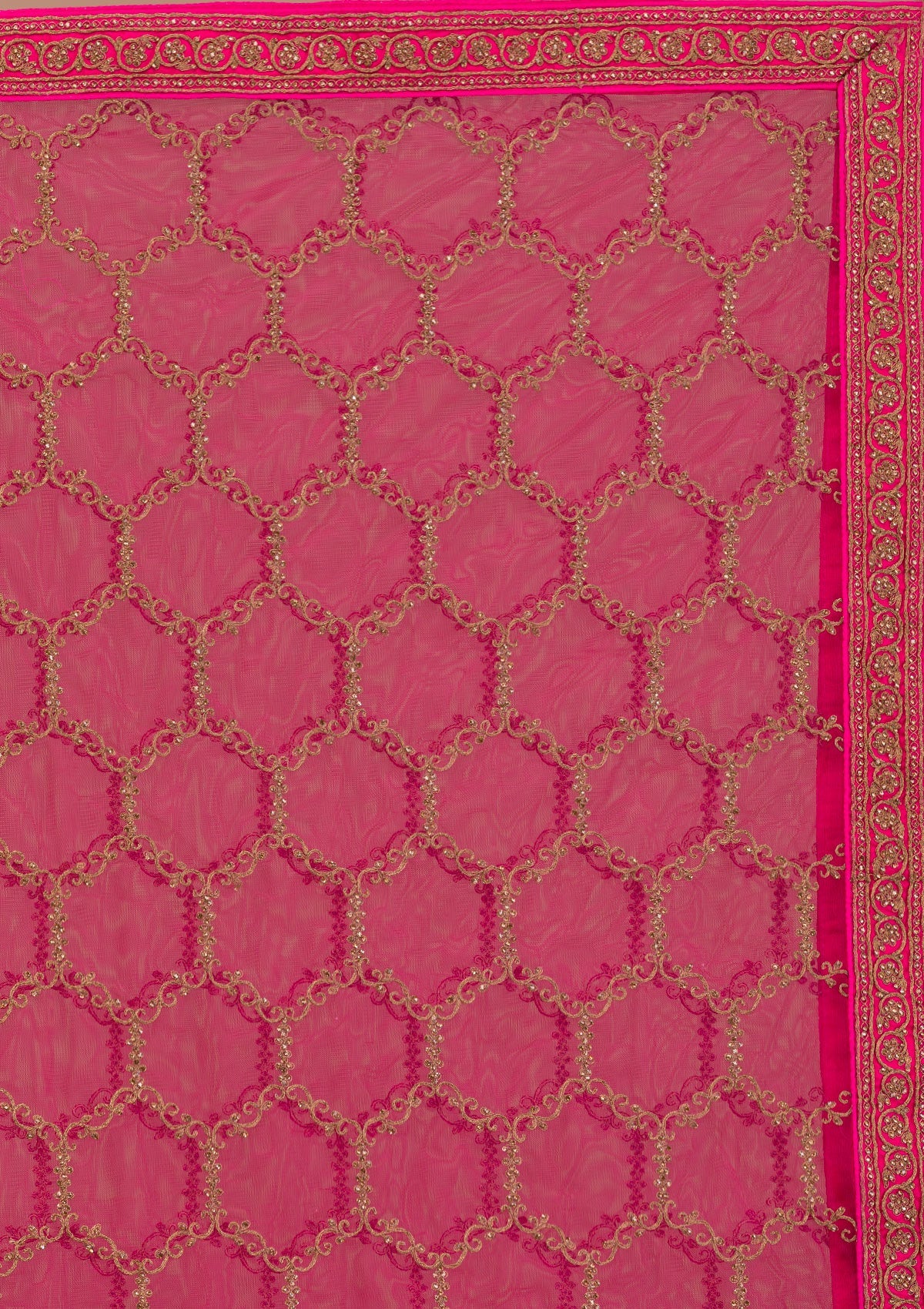 Rani Pink Stonework Net Readymade Lehenga-Koskii