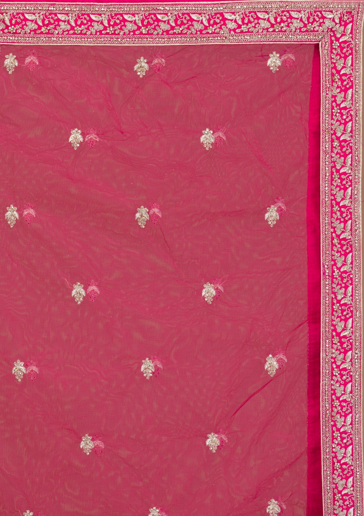 Rani Pink Stonework Raw Silk Readymade Lehenga-Koskii
