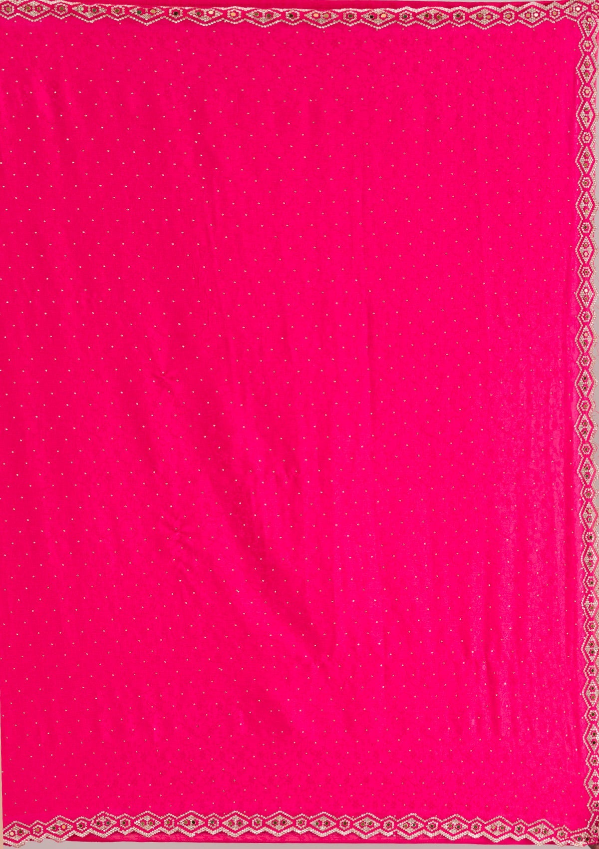 Rani Pink Stonework Semi Crepe Saree-Koskii