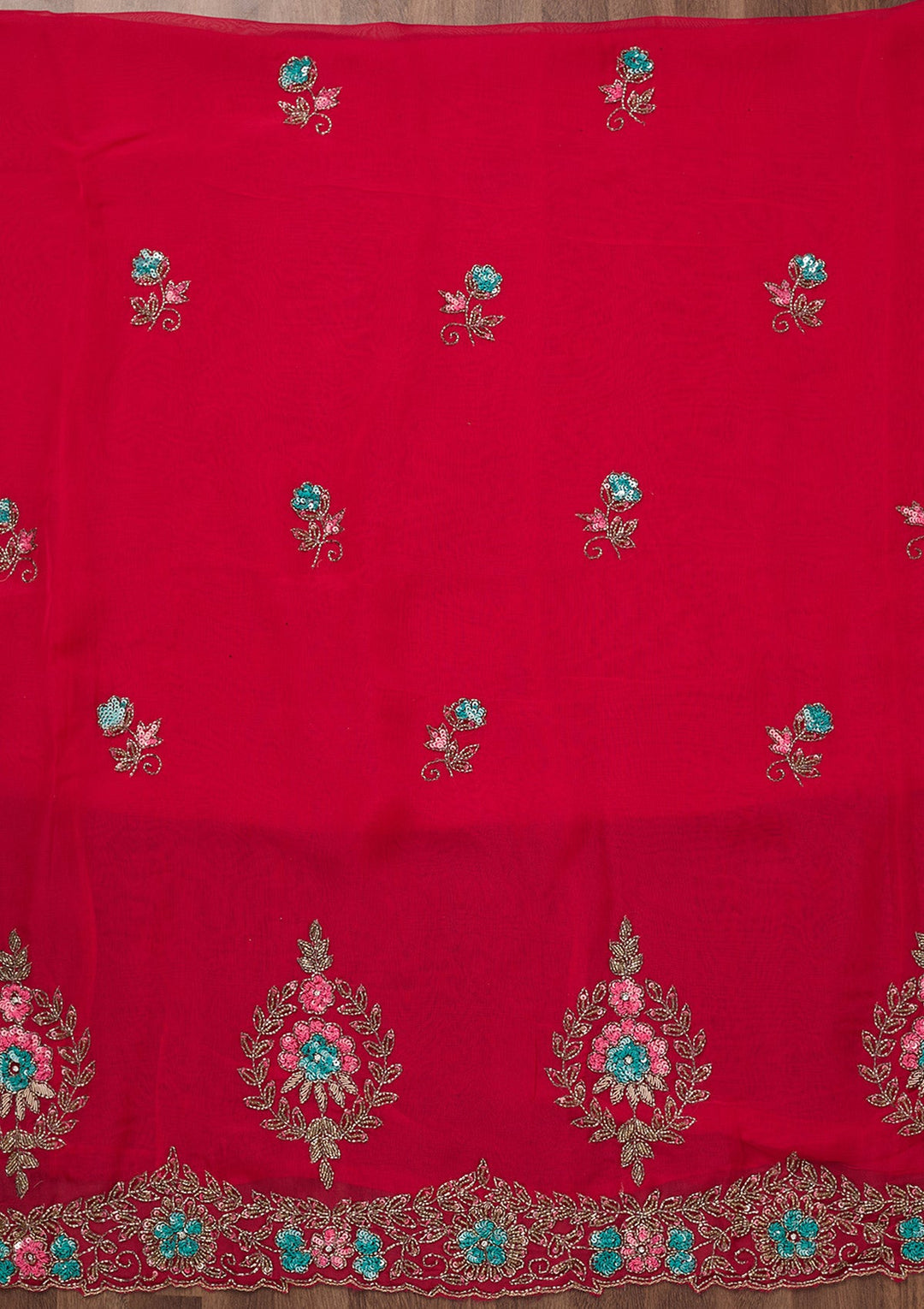 Rani Pink Stonework Tissue Unstitched Salwar Suit-Koskii
