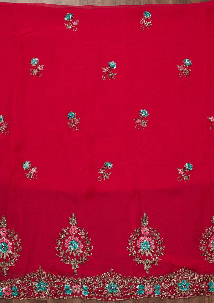 Rani Pink Stonework Tissue Unstitched Salwar Suit-Koskii
