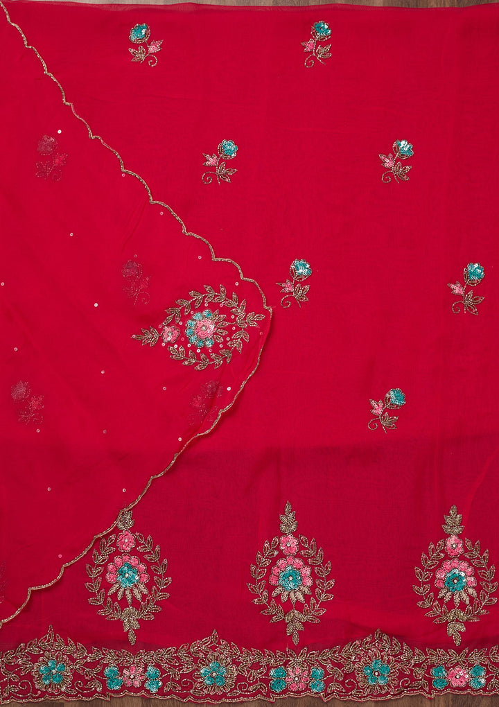 Rani Pink Stonework Tissue Unstitched Salwar Suit-Koskii