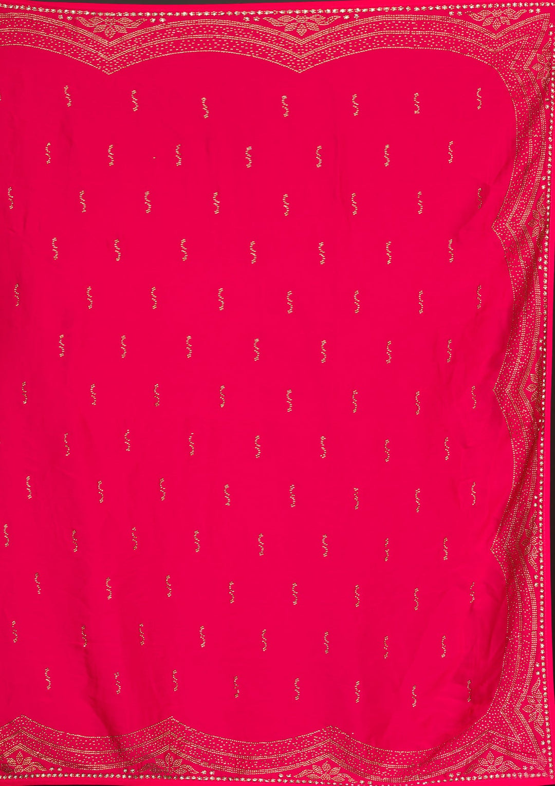 Rani Pink Swarovski Satin Saree-Koskii