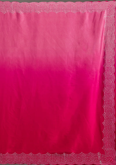 Rani Pink Swarovski Satin Saree-Koskii