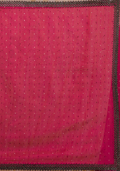 Rani Pink Swarovski Tissue Saree-Koskii