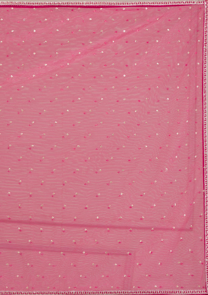 Rani Pink Threadwork Georgette Readymade Lehenga-Koskii