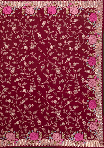 Rani Pink Threadwork Georgette Saree-Koskii