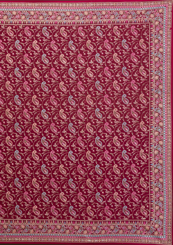 Rani Pink Threadwork Georgette Saree-Koskii