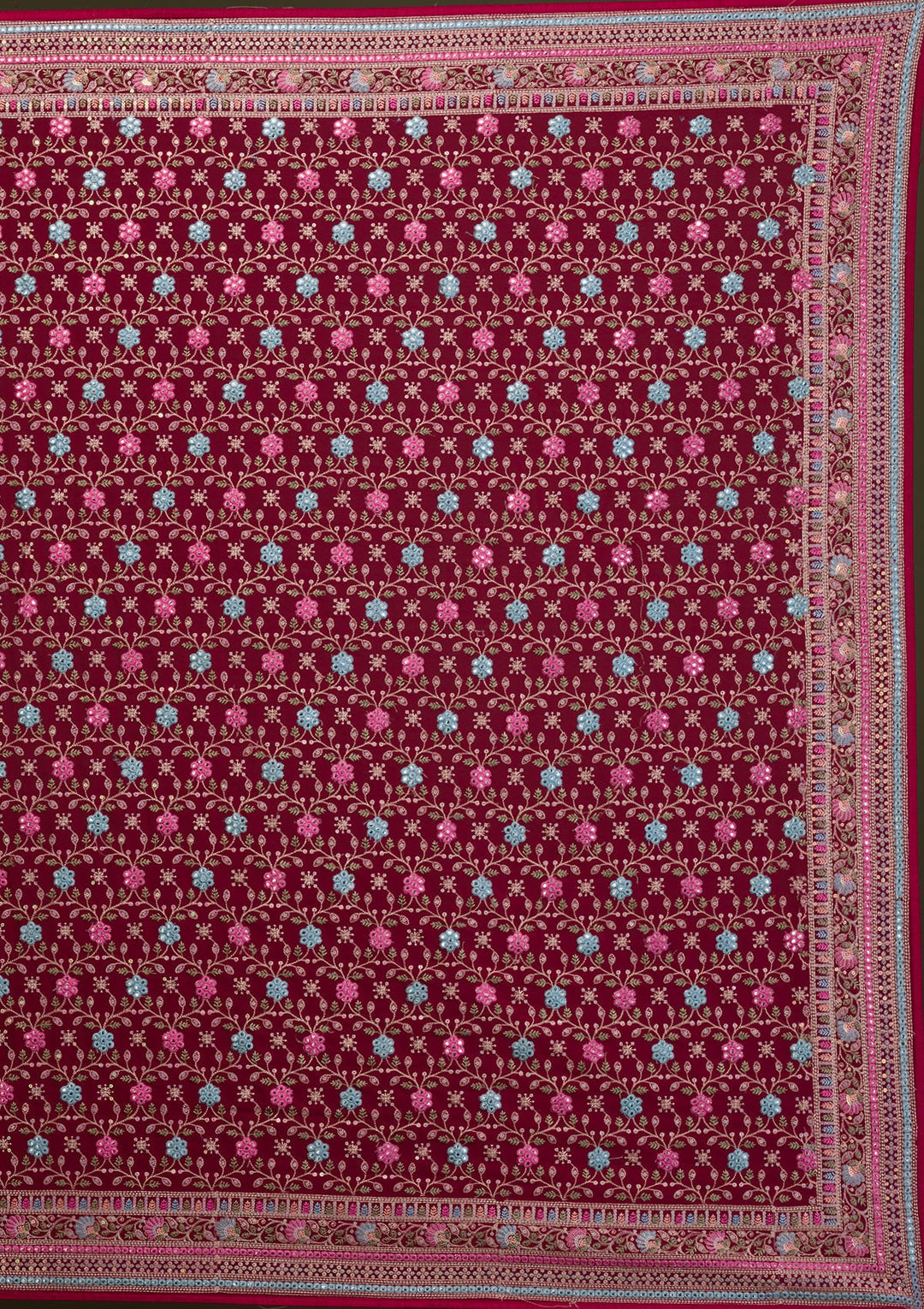 Rani Pink Threadwork Georgette Saree-Koskii