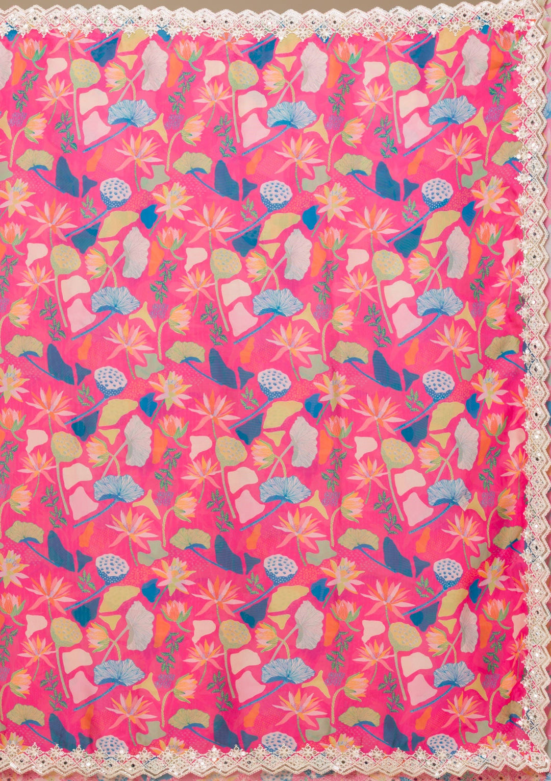 Rani Pink Threadwork Georgette Saree-Koskii