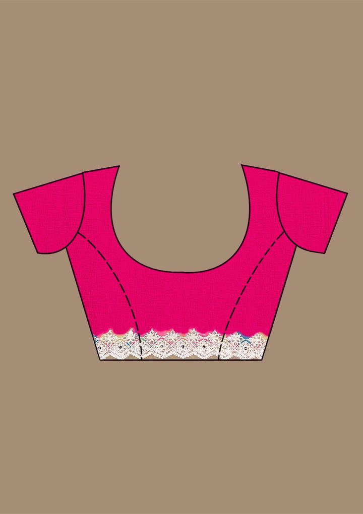 Rani Pink Threadwork Georgette Saree-Koskii