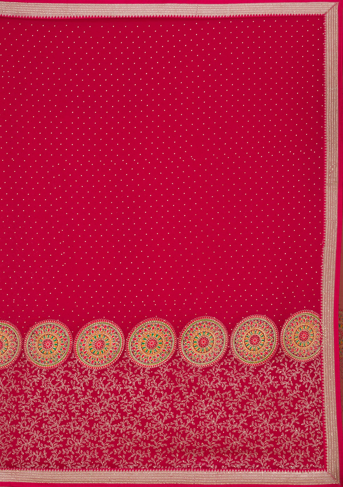 Rani Pink Threadwork Georgette Saree